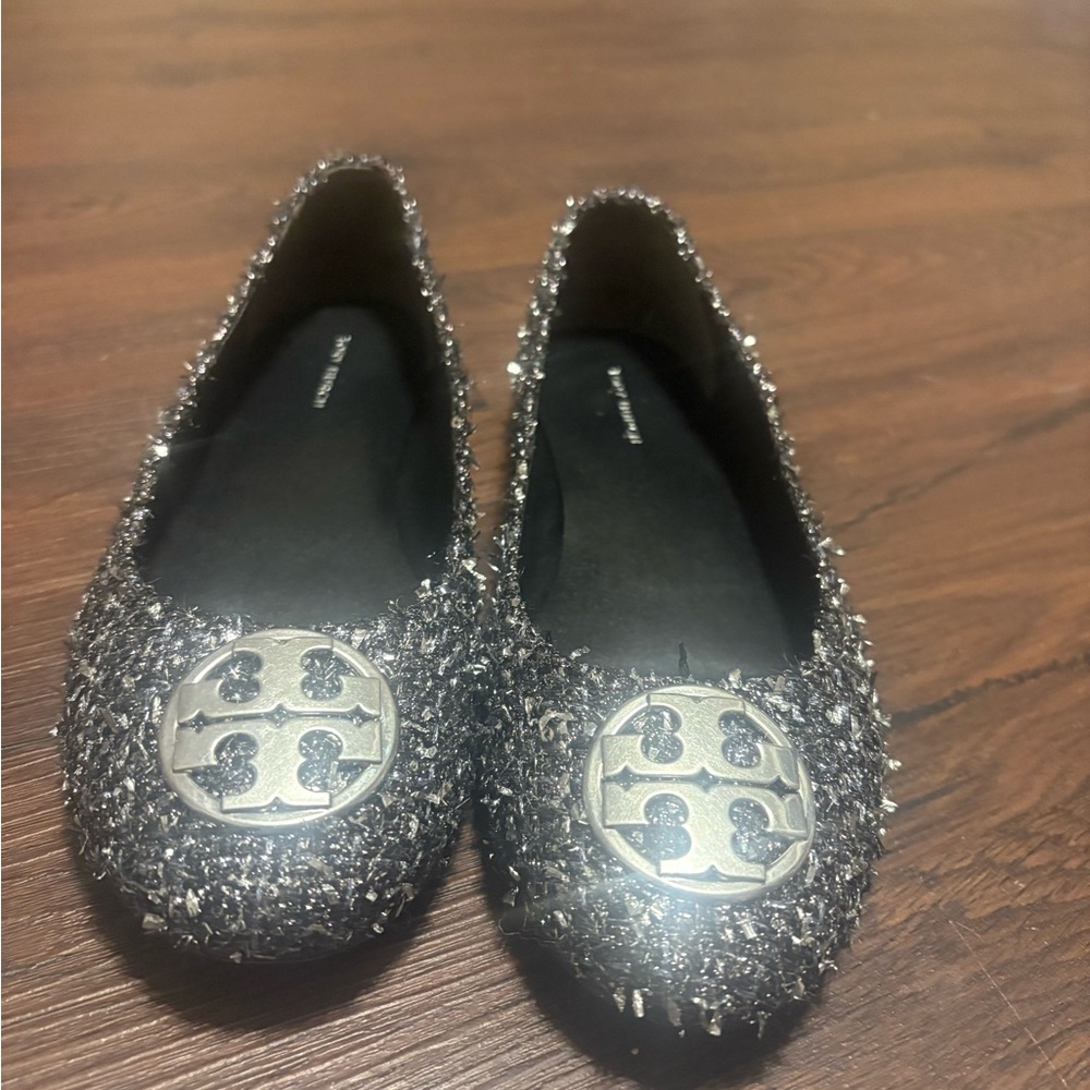 Tory Burch Metallic Textured Flats